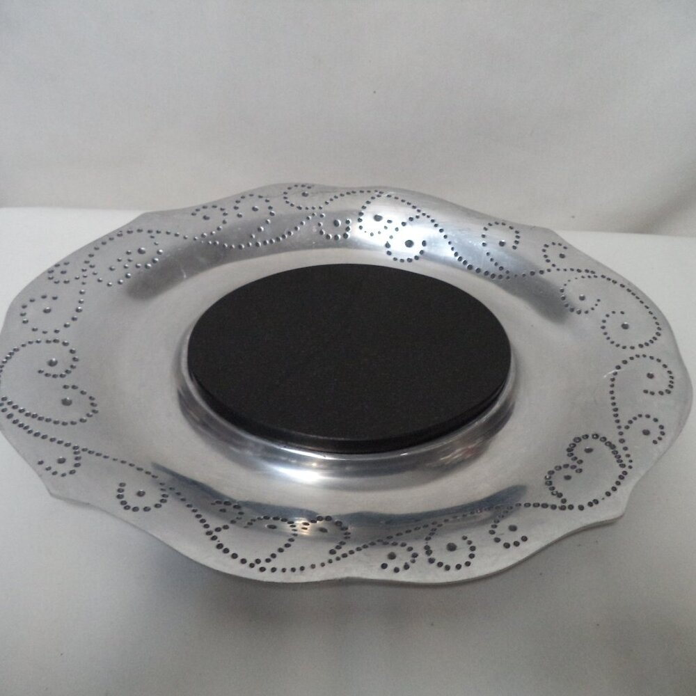 LENOX Aluminum Cheese Tray Platter Marble black removable center 16 "x 11.5"